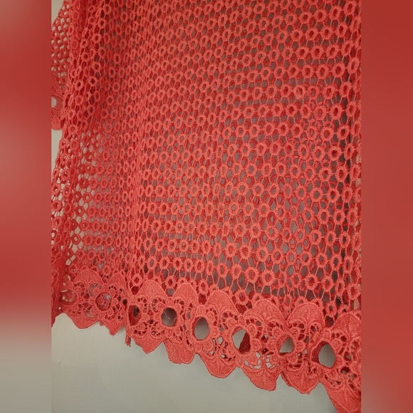 Simply Irrestible Cover-up Pink Scalloped Lace Crochet Beach Vibes - Picture 2 of 4